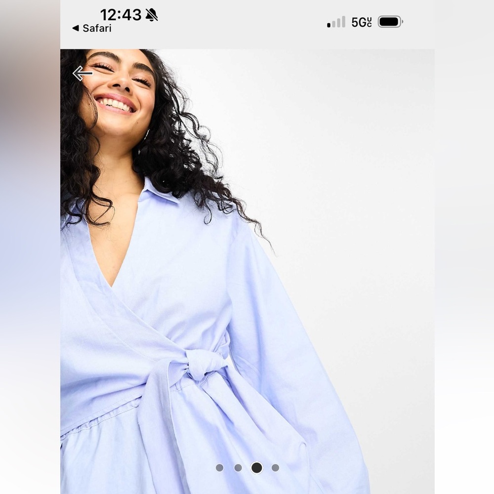 Bershka Light Blue Wrap Dress - Picture 3 of 7